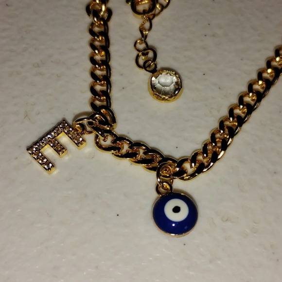 Initial E ankle‎ bracelet Evil eye blue - Picture 3 of 3
